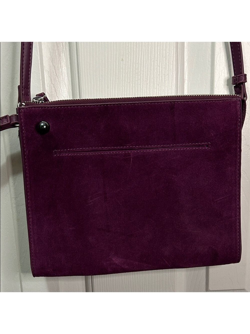 White House Black Market Purple Suede Crossbody Bag with Convertible Wristlet